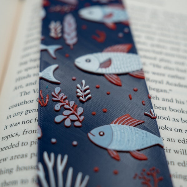 Fish Bookmark, Nature Themed Bookmark, Cute Fish Bookmark, Fisherman Gift, 3d Printed Fish Bookmark, Ocean Bookmark, Large Textured Bookmark