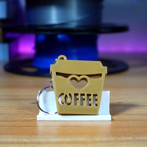 Coffee Lover Keychain - 3d Printed Coffee Keychain - 3d Printed keychain - Coffee Cup Keychain - 3d Printed Coffee Cup - Coffee Bean Cup