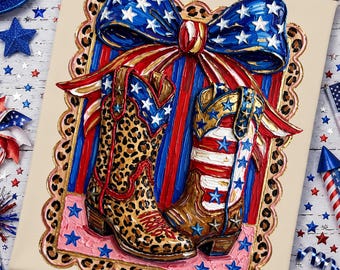 Patriotic Cowgirl Boots PNG, 4th Of July Coquette Bow Png, USA Western Fourth Of July Shirt Design, Summer Holiday DTF, Americana Png