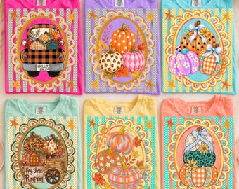 Preppy Pumpkin PNG Bundle, Fall Sublimation Scalloped Frame, Hello Fall Truck Shirt Design, Autumn Vibes Pumpkin DTF PNG, Coquette Fall Png