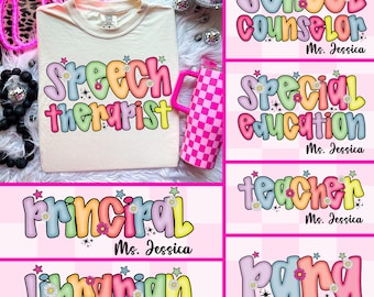 School Occupation PNG Bundle, Preppy Back To School Floral Teacher Sped Para Counselor Shirt Design, Pencil Bow Png, Teacher Png