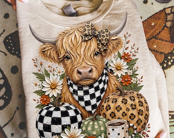 Fall Highland Cow Png, Cozy Season Png, Coquette Fall Png, Coquette Pumpkin Png, Fall Png Designs Girly, Cozy Fall Clipart, Highlandcow Png