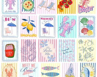 Coastal Summer PNG Bundle, Mediterranean Summer Png, Italian Coastal Clipart, Amalfi Coast PNG, La Dolce Vita Png, Sunny Beach Boutique PNG