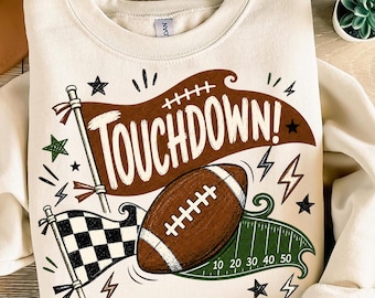 Touchdown PNG, Retro Football Season Sublimation, Game Day Pennant Shirt Design, Football Mom DTF Png, Sunday Football Fall Sports Png