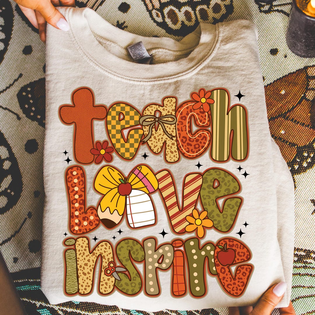Teacher Fall Png, Teach Love Inspire Png, Fall Png, Teacher Png, Autumn ...