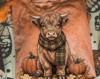 Fall Highland Cow Png, Cozy Season Png, Coquette Fall Png, Coquette Pumpkin Png, Fall Png Designs Girly, Cozy Fall Clipart, Highland Cow Png