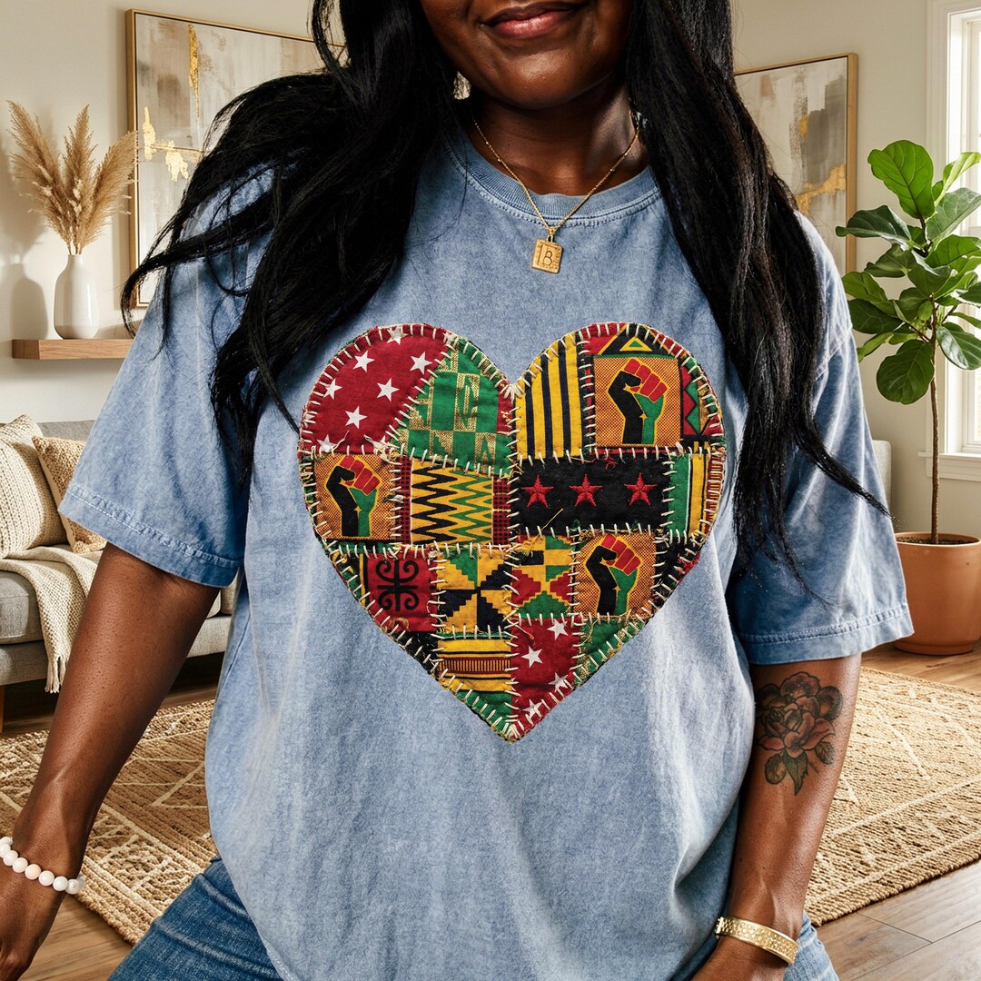Black History Month Patchwork Heart PNG, Afrocentric Fabric Heart Png ...