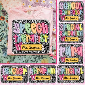School Occupation PNG Bundle, Preppy Back To School Teacher Sped Para Counselor Shirt Design, First Day Hand Drawn Colorful Digital File