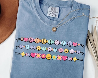 Medical Assistant PNG, Friendship Bracelet Sublimation, Coquette MA Shirt Design, Bead Letter DTF Png, Cute Medical Assistant Gift Png