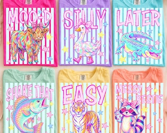 Later Gator PNG Bundle, Striped Summer Animal Png, Feral Raccoon Vogue, Easy Tiger PNG, Preppy Summer Bay Coastal Png, Loose Goose Png