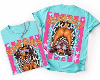 Guess What Wiener Butt PNG, Funny Dachshund Front Back Sublimation, Wiener Dog Shirt Design, Matching Dachshund DTF, Dog Mom Gift PNG