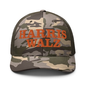 Harris Walz Camo Trucker Hat, Tim Walz Camouflage Hat, Vote Harris Walz Merch, Camo Baseball Hat, Vote Democrat, Kamala Harris, Tim Walz