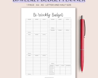 Biweekly Budget Template, Paycheck Budget Planner, Bi-weekly Finance Tracker, Weekly Budget Template, Budget Planner Printable, Digital PDF