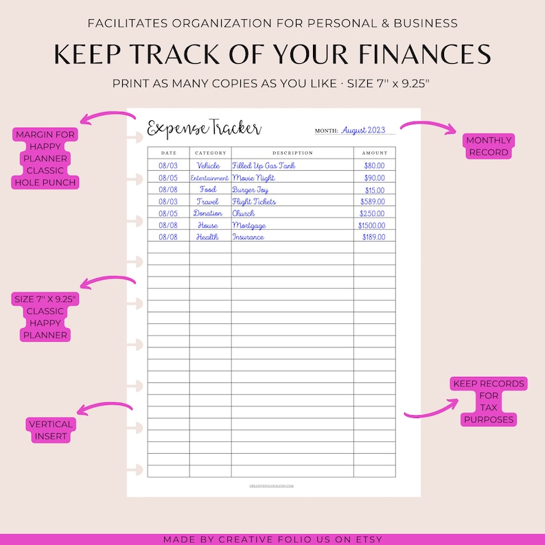 Happy Planner Expense Tracker Printable
