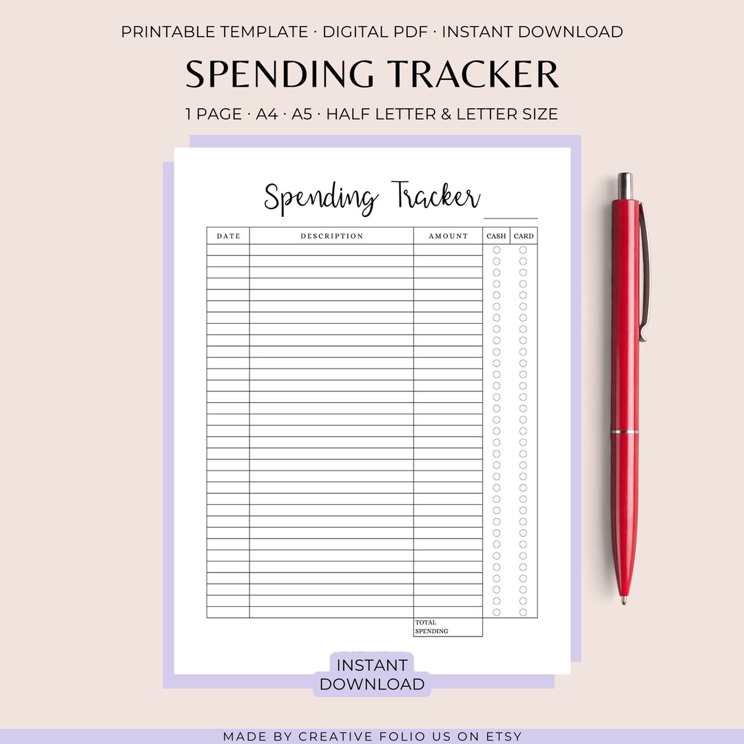 Spending Tracker Printable, Spending Planner, Monthly Bill Tracker ...