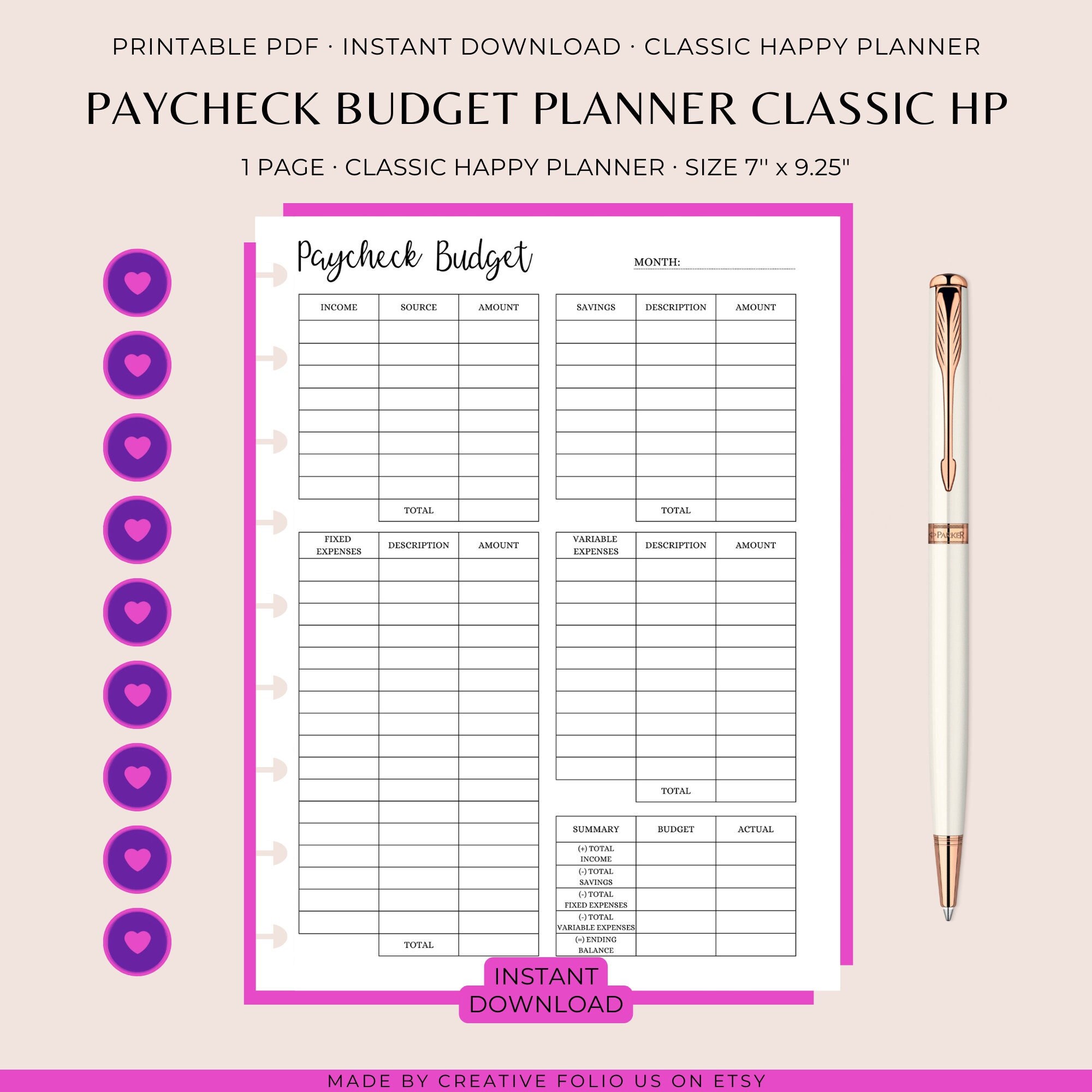 BUDGET PLANNER Classic Happy Planner, Classic Happy Planner Printable, Happy Planner Printable, Financial Planner, Paycheck Budget Template - Etsy budget-planner-classic-happy-planner-classic-happy-planner-printable-happy-planner-printable-financial-planner-paycheck-budget-template-etsy