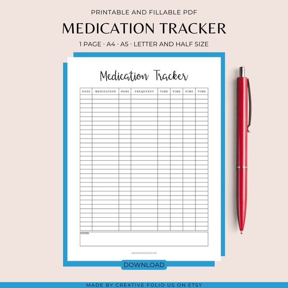 Medication Tracker Printable Medication Schedule Medication - Etsy