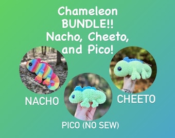 CROCHET PATTERN: Chameleon BUNDLE! Nacho, Cheeto and Pico