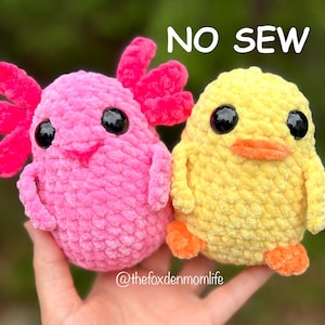 PATRÓN DE GANCHILLO: Pato patata sin coser y ajolote con tarjetas