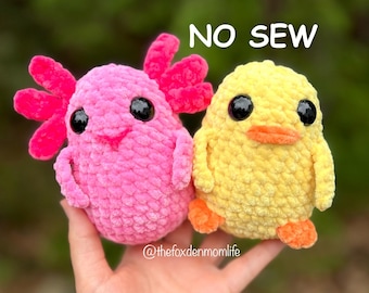 CROCHET PATTERN: No Sew Potato Duck and Axolotl with Cards