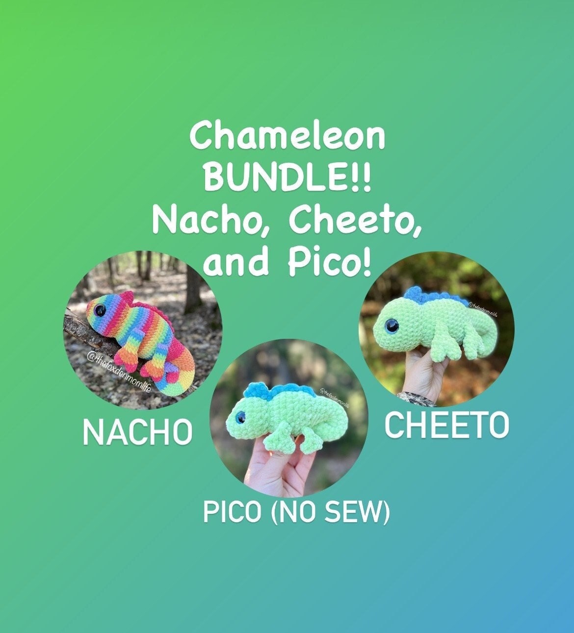 Crochet Pattern: Chameleon Bundle! Nacho