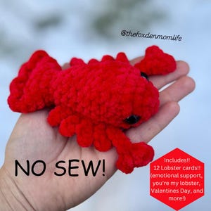 CROCHET PATTERN: No Sew Lobster (Emotional Support/Pocket Lobster)