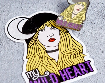 Stevie Nicks My Wild Heart Enamel Pin & Vinyl Sticker Set | Badge | Fleetwood Mac | Witchy Woman | Rock n Roll | 1970s | Magic