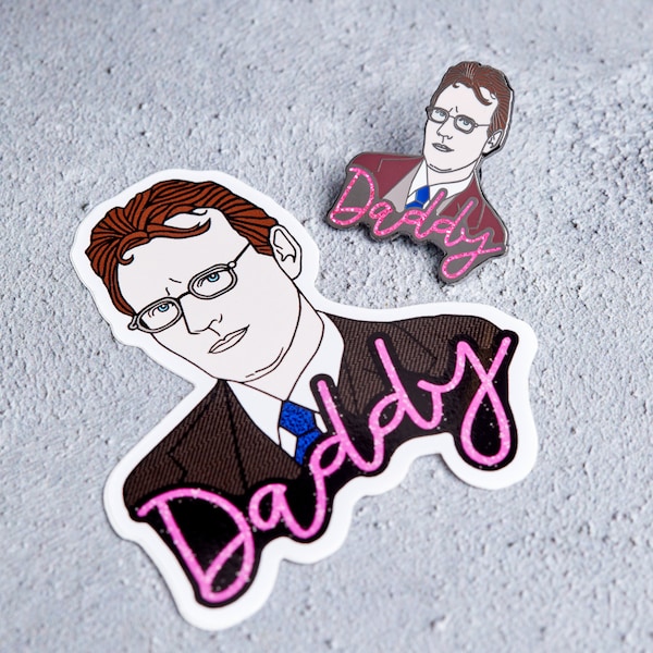 Daddy Giles Enamel Pin & Vinyl Sticker Set | Badge | Buffy the Vampire Slayer | Sunnydale | BtVS | Librarian | Willow | Xander | Slay