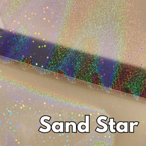 Transparent holographic sticker sheets -SAND STAR pattern holographic cold lamination film art shop supplies makers and diy artists