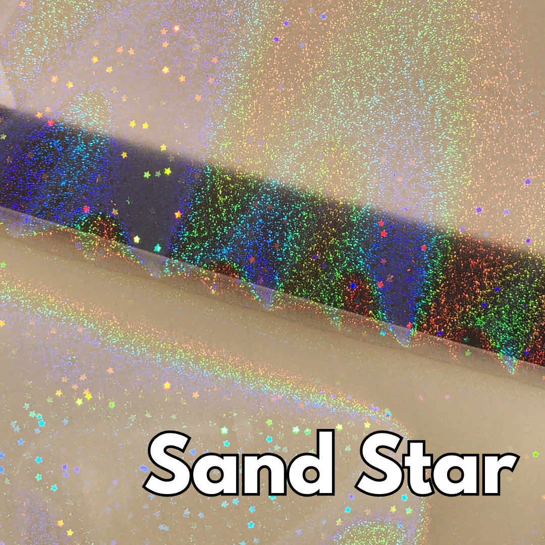 Holographic Star Cold Laminate Sheets With Grid on Back Self Adhesive  Transparent Vinyl Overlay Glitter Sparkle Star Sticker Sheets A4 Size 