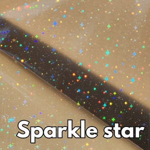 Transparent holographic sticker sheets - SPARKLE STAR pattern holographic cold lamination film art shop supplies makers and diy artists