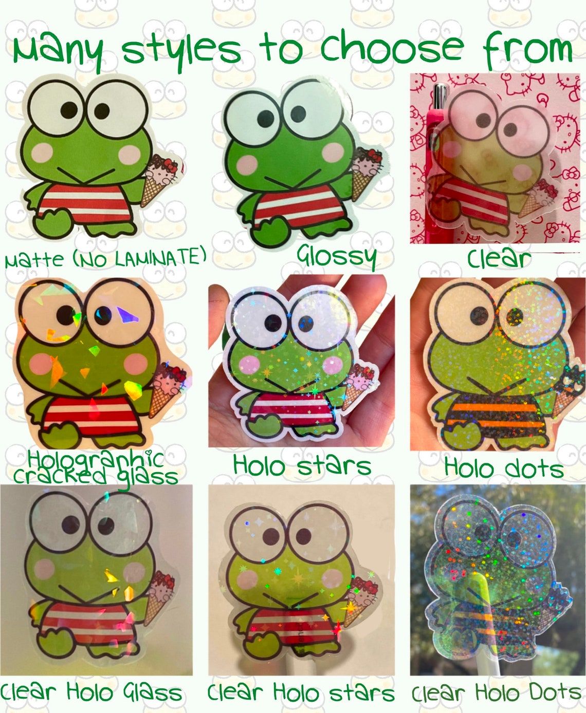 Keroppi & Chococat Ice Cream Hello Kitty Sanrio Sticker Etsy