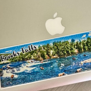 STC-117 Large Brooks Falls Landscape Wrap Around Sticker, Katmai National Park, Alaska Photography, Alaska Art,Fat Bear Week,Bear 128 Grazer