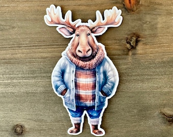STC-069 Winter Moose Sticker, Alaska Moose, National Park Geek, Alaska Art, Bull Moose, Camper Sticker, Forest Creatures Alaska Travel