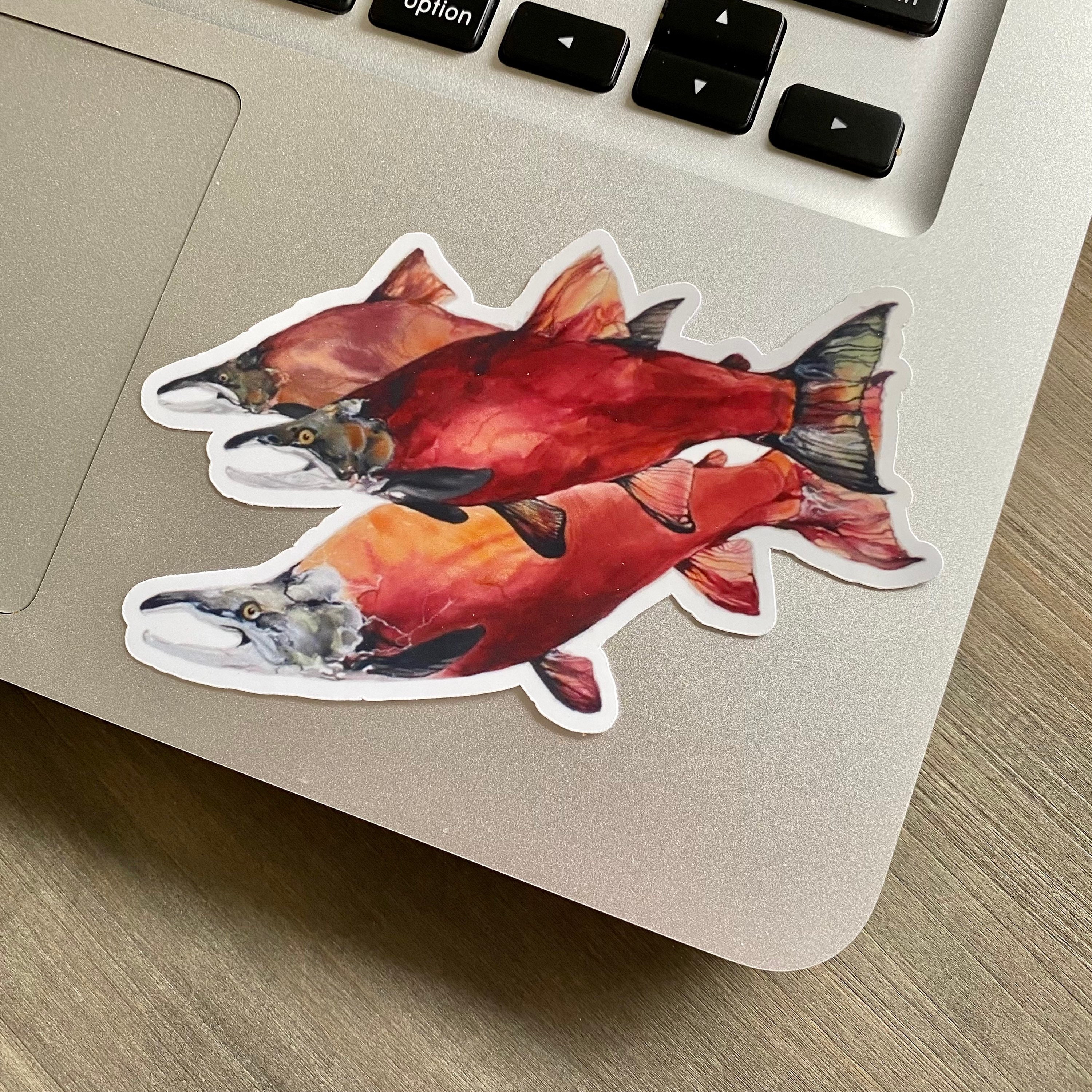 STC-099 Alaska Sockeye Salmon Sticker, Katmai National Park Sticker ...