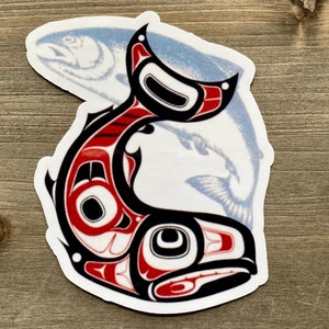 STC-115 Native Alaska Art Sockeye Salmon Sticker, Native Alaskan Art, Alaska Adventure Sticker, Alaska Native Art, Alaska Southeast Art