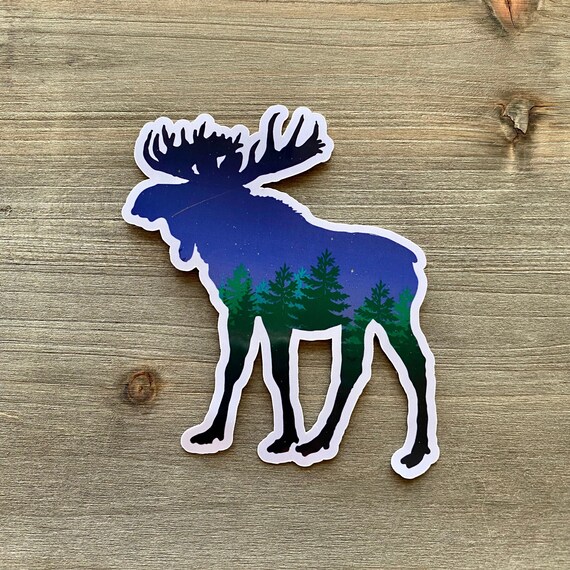 Alaska Moose Sticker Moose Sticker Wildlife Sticker Forest Etsy