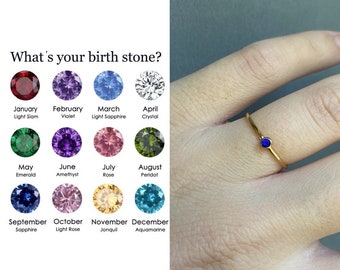 Birthstone ring, dainty ring, stacking ring with stone, filigree ring, birth stone ring, multistone ring, gift for her, month ring