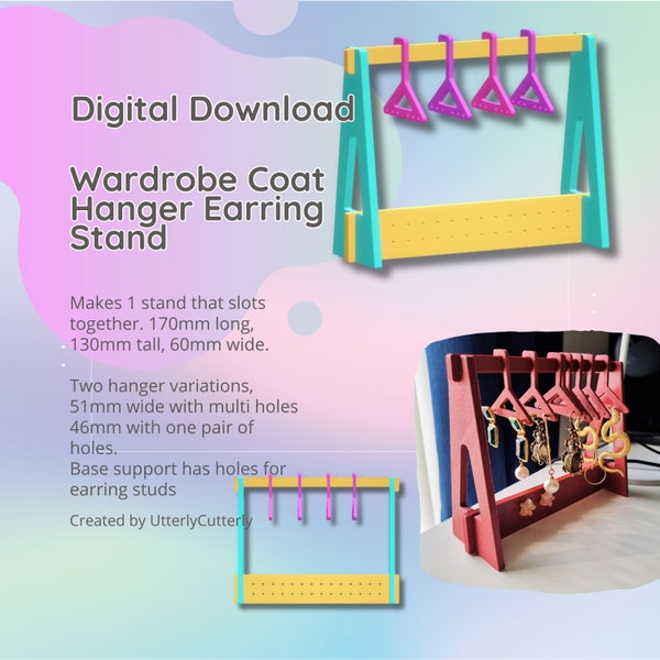 Wardrobe Coat Hanger Earring Stand Stl Files - STL Digital File Download- Print Yourself Digital File