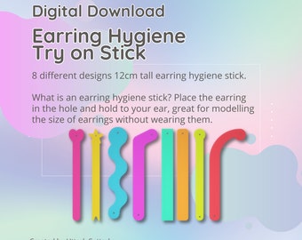 Earring Hygiene Try on Stick STL - 8 Different Designs STL Digital File Download- Print Yourself Digital File