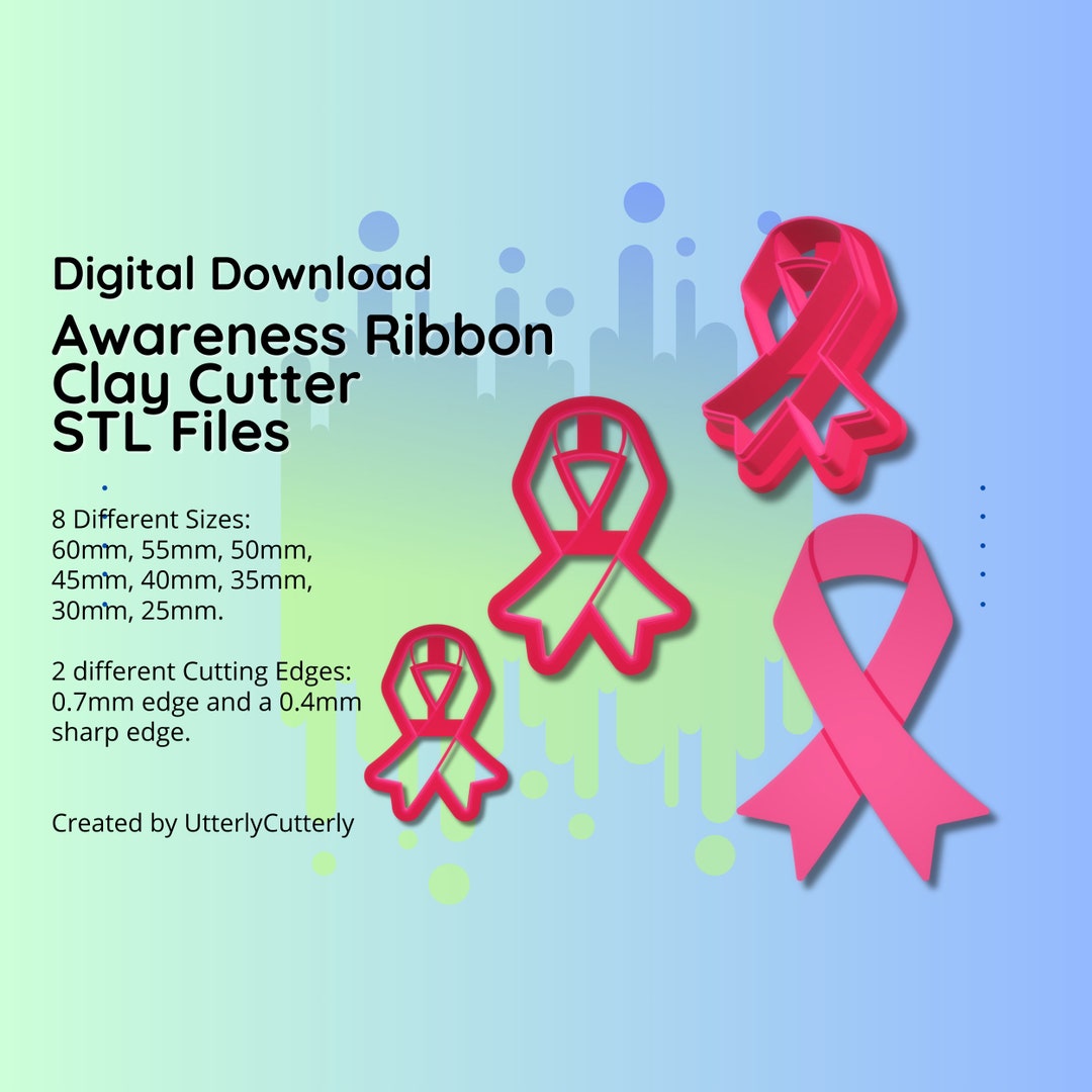Clay Cutter STL File Breast Cancer Ribbon - Awareness Earring Digital ...