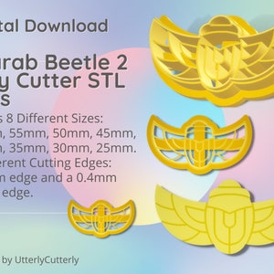 Scarab Beetle 2 Clay Cutter - Egypt Insect STL Digital File Download- 8 sizes and 2 Cutter Versions