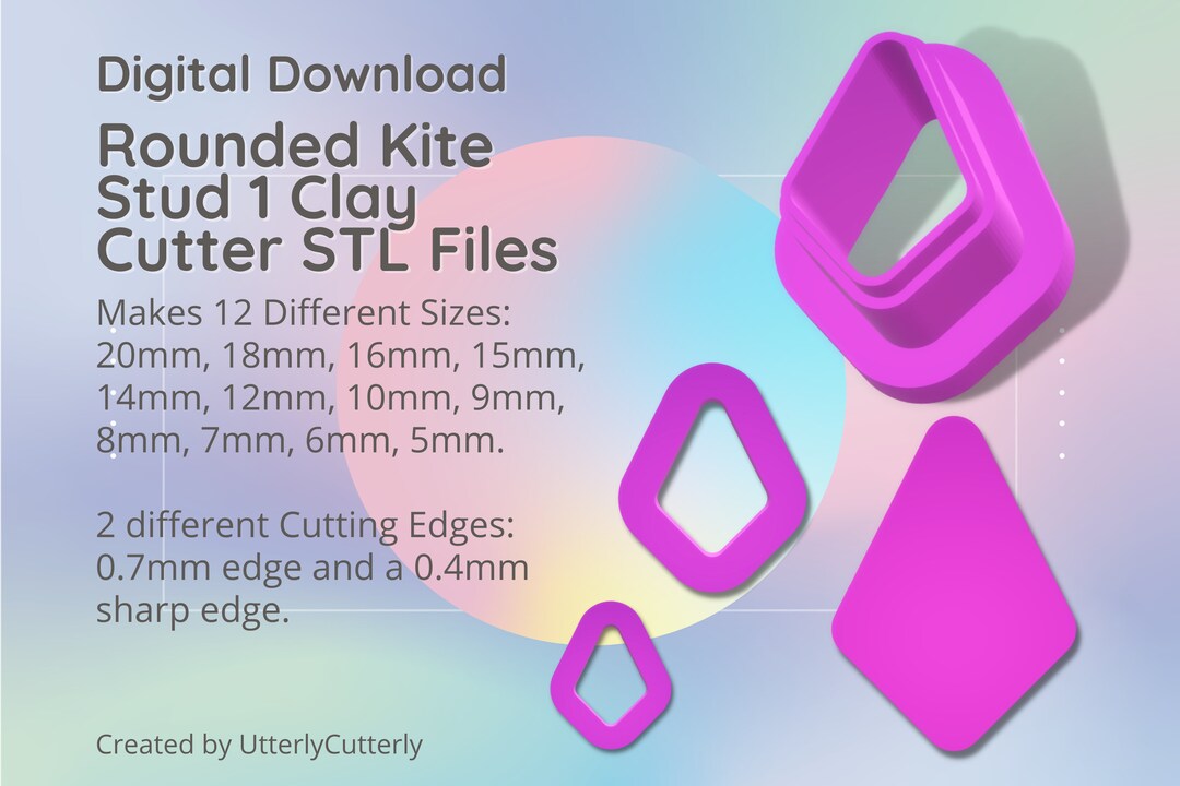 Stud Micro Rounded Kite 1 Clay Cutter Diamond STL Digital File Download