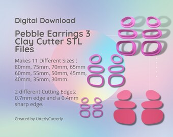 Pebbles 3 Clay Cutter - Organische vorm STL digitaal bestand downloaden - 11 maten en 2 cutterversies