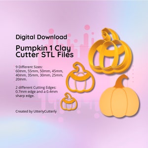 Clay Cutter STL File Pumpkin- Halloween Fall Earring Digital File Download- 9 sizes & 2 Cutter Versions, cookie cutter