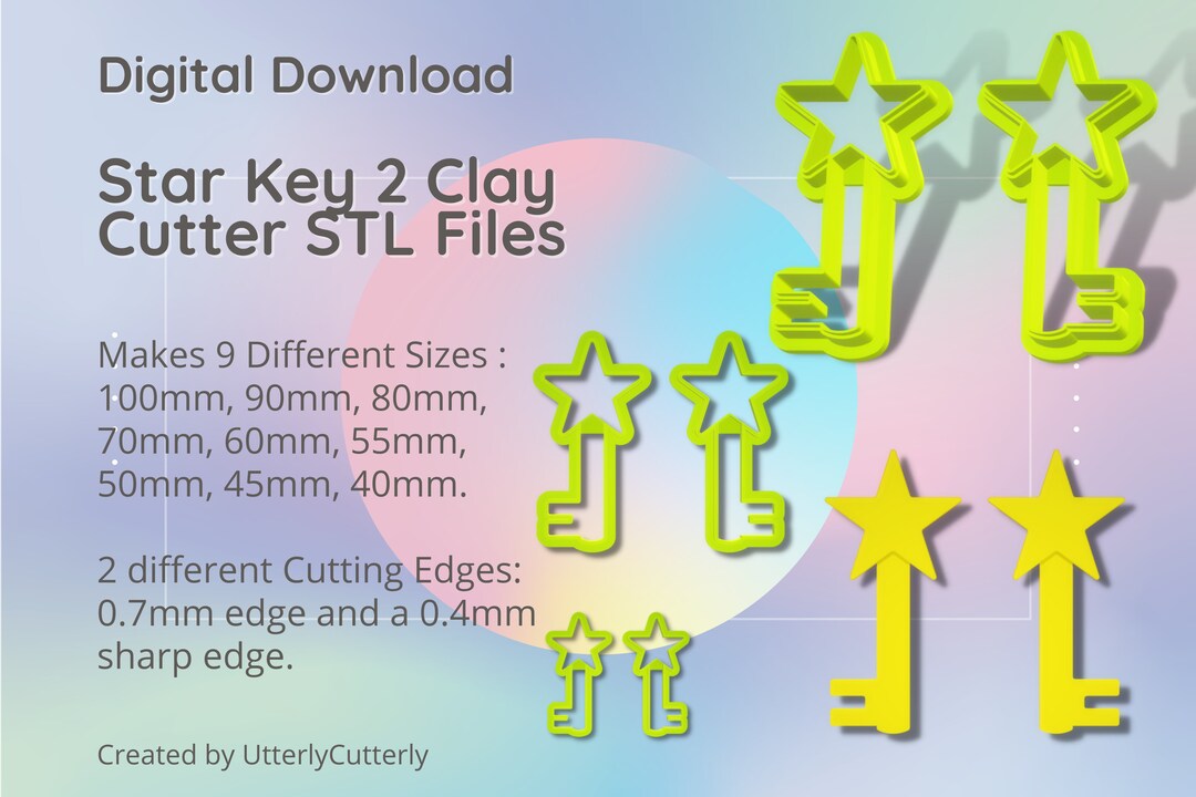 Star Key 2 Clay Cutter Celestial STL Digital File Download Etsy