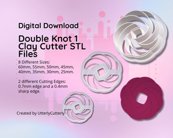 Clay Cutter STL File Double Knot 1- Earring Digital File Download- 8 sizes & 2 Cutter Versions, cookie cutter