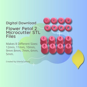 Clay Cutter STL File Flower Petal 2 Micro Cutter- Earring Digital File Download- 8 sizes