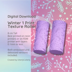 Winter 1 Scales Texture Roller, Digital File- STL - Embossed and Debossed included