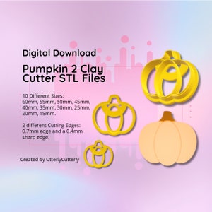 Clay Cutter STL File Pumpkin 2- Halloween Fall Earring Digital File Download- 10 sizes & 2 Cutter Versions, cookie cutter